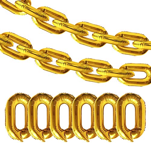 JOLLYSTYLE 32PCS 16 inch Foil Chain Balloons Jumbo Chain Balloons 80s 90s Party Decoration Retro Hip Hop BirthdayGraduation Party Decorations Foil Balloons - Image 1