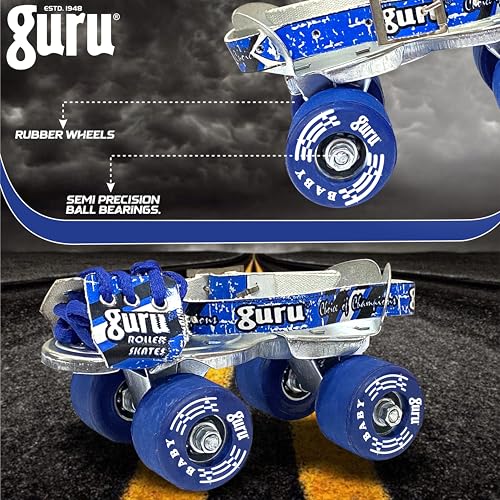 GURU Baby Roller Skates, Quad Skates - Size 4 UK (Blue) - Image 3