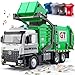 TAKGUD Garbage Truck Toys for Boys 12 Big Trash Truck with Lights and Sounds Friction Powered Waste Management Recycling Toy Set with 4 Trash Cans and Sorting Cards Gift for Kids - Image 2