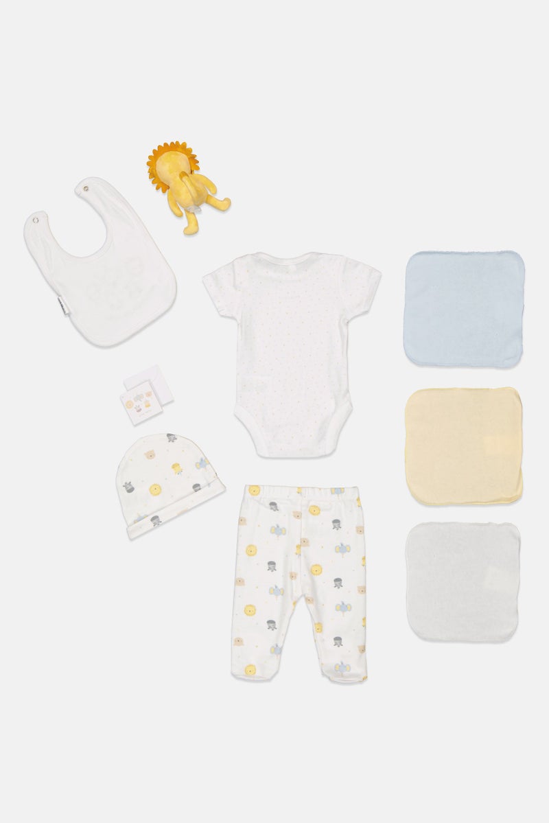 Rock-A-Bye Baby Boutique Toddlers Boy 10 Pieces Bodysuit And Pants Hanging Gift Set, White - Image 2