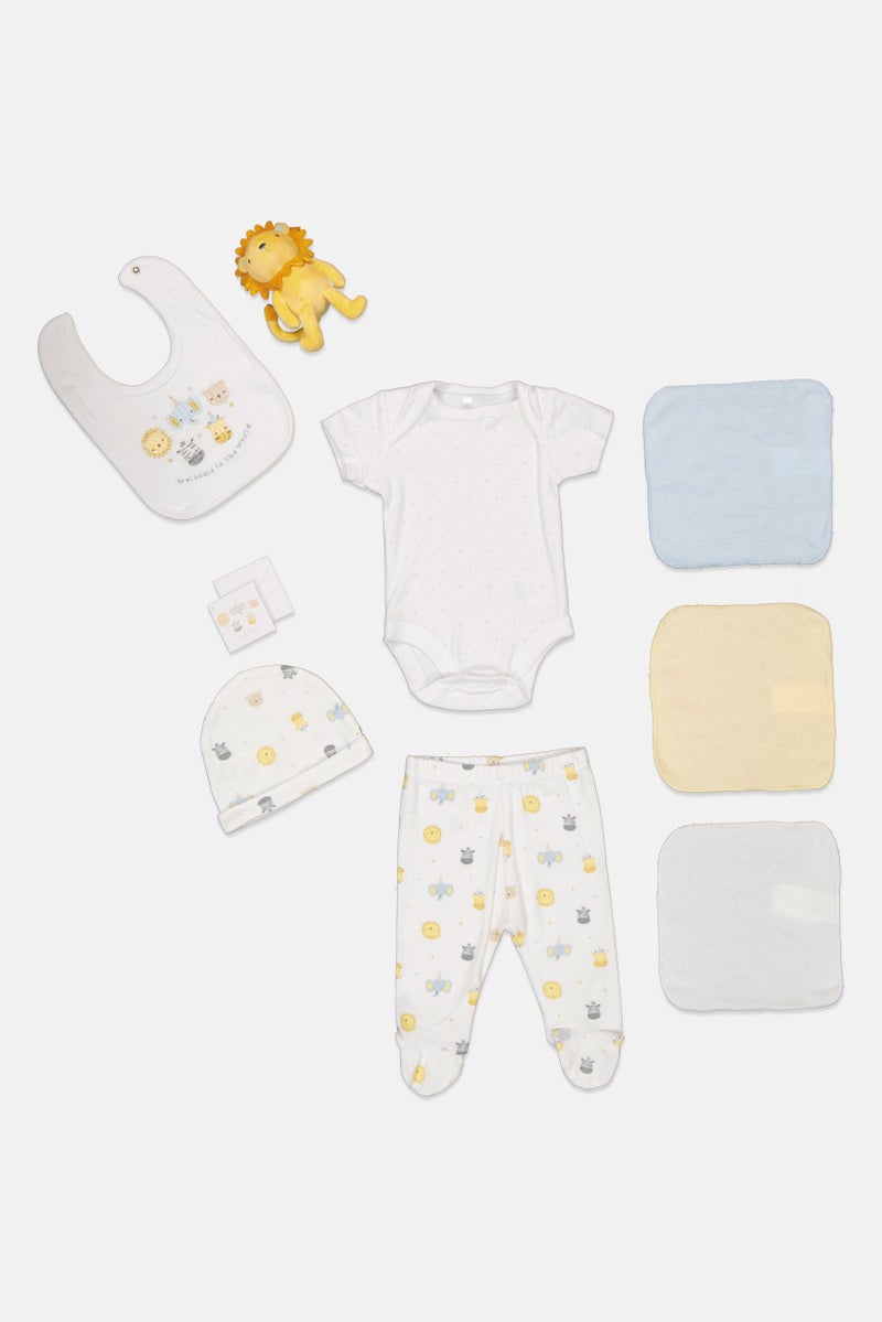 Rock-A-Bye Baby Boutique Toddlers Boy 10 Pieces Bodysuit And Pants Hanging Gift Set, White - Image 1