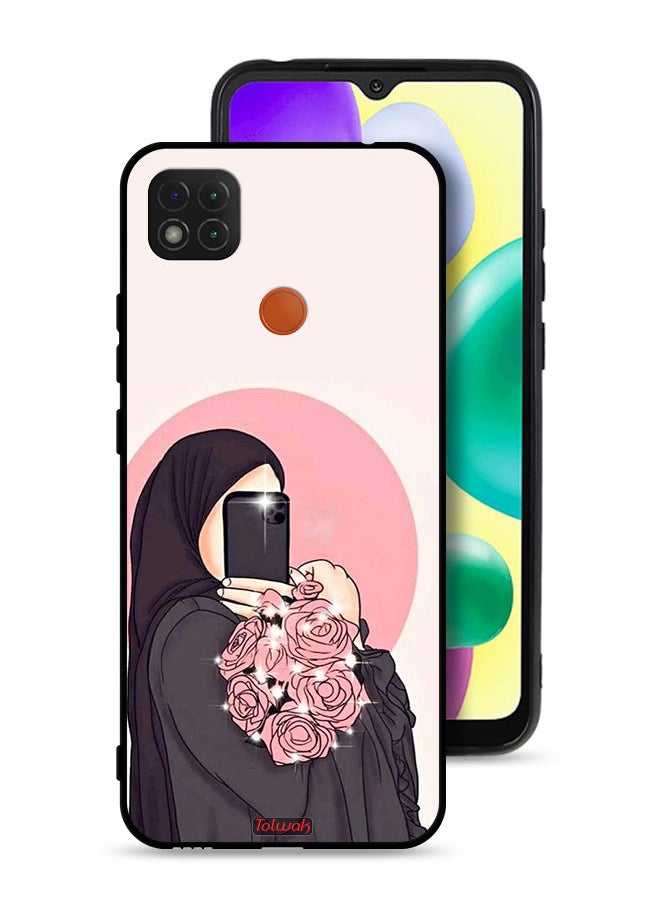 Tolwak Xiaomi Redmi 9C Protective Case Cover Making Selfies While Holding Flowers Art  - Image 1