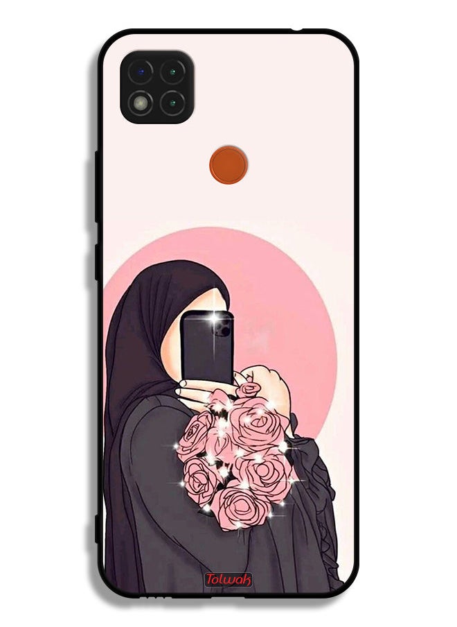 Tolwak Xiaomi Redmi 9C Protective Case Cover Making Selfies While Holding Flowers Art  - Image 2
