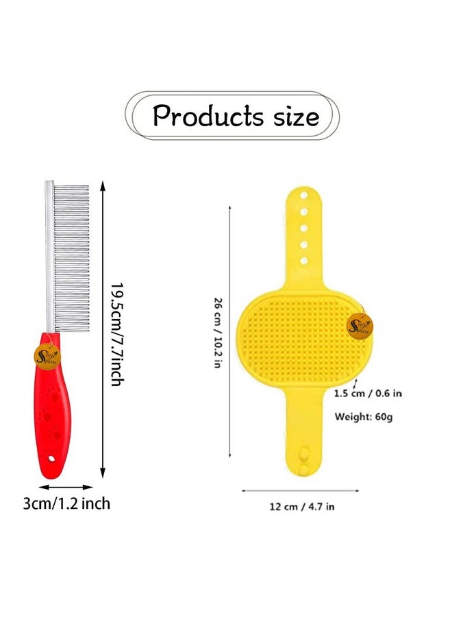 Sage Square Dog Grooming Kit - Dog Nail Cutter + Pet Bath Brush Grooming Comb With Adjustable Ring + Pet Single Steel Comb + Pet Grooming Glove For Dog, Puppy, Cat And Kitten - 4 In 1 Dog Combo  - Image 3