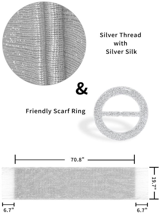 Rheane Sparkling Metallic Shawls and Wraps With Buckle for Evening Party Dresses Wedding, B. Silver (With Buckle), L - Image 5