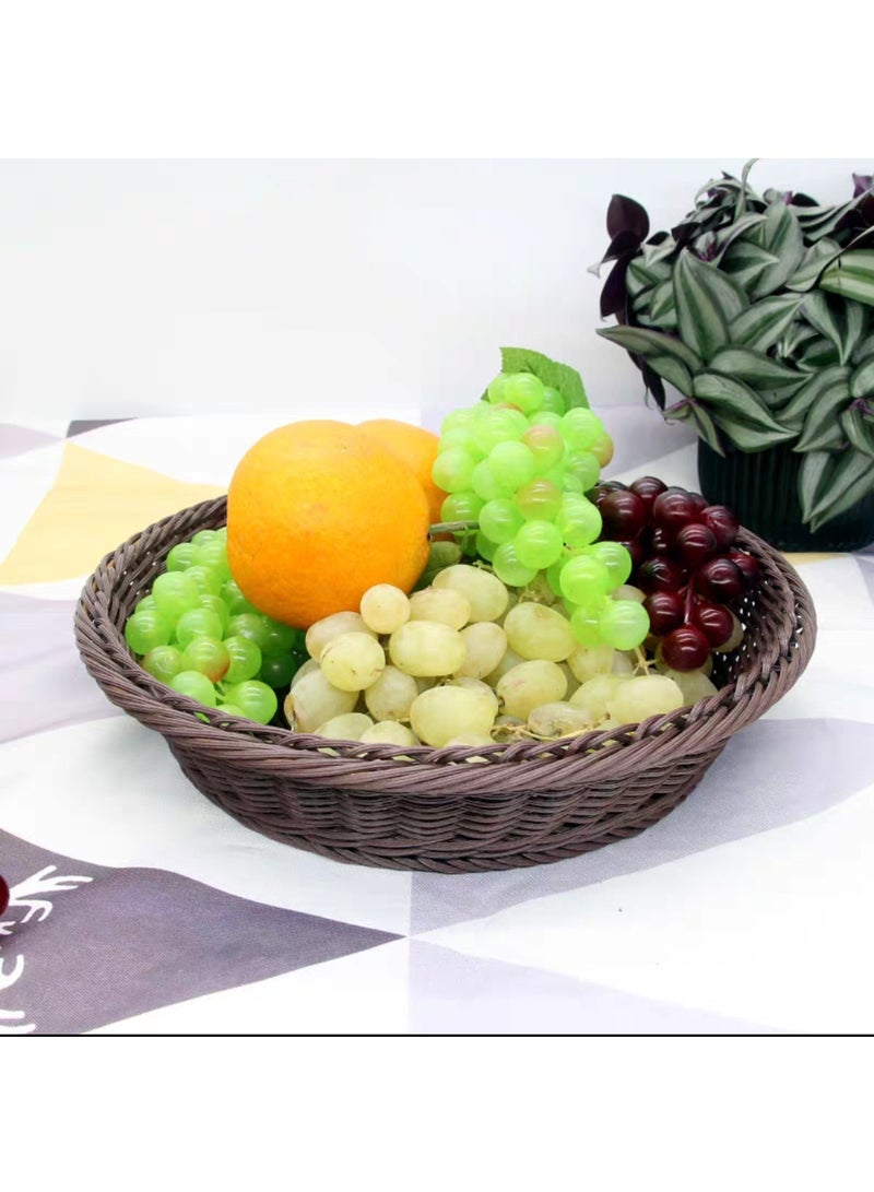 FFD Woven Basket Wicker Hand Woven Breathable Steamed Round Household Bread Frame Basket Kitchen Woven Rattan Storage Vegetable Fruit Set of 2pcs - Image 4