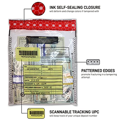 Nadex 9 x 12 Inch Tamper Evident Bank Deposit Bags with FRAUDSTOPPER Level 4 Security, 500 Pack (Clear) - Image 3