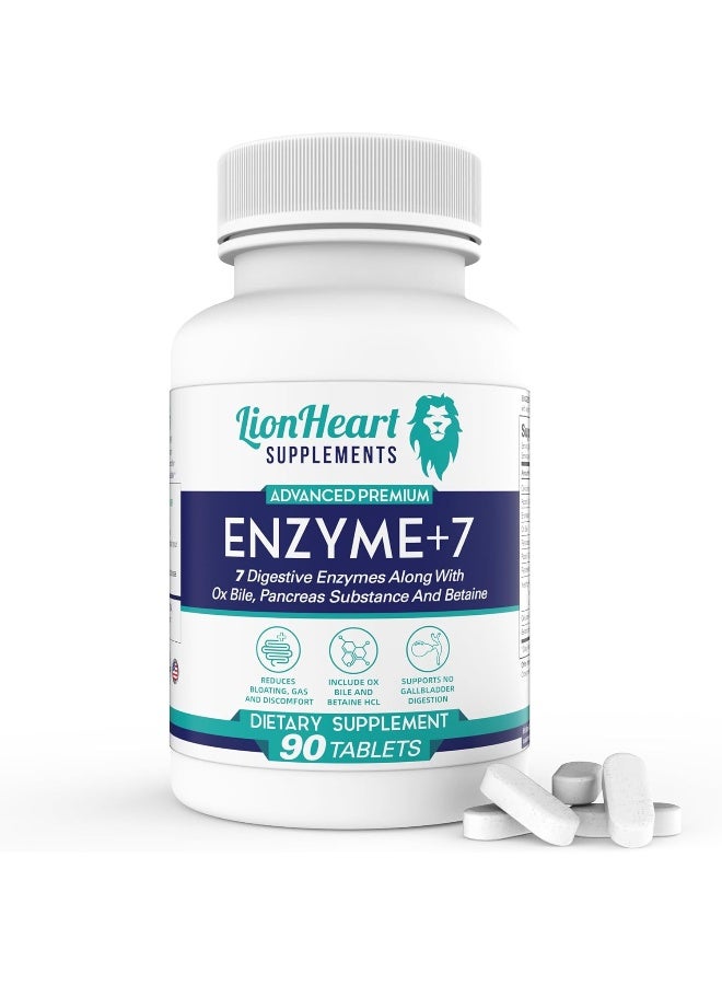 LionHeart Supplements Digestive Enzymes Supplement - Includes Purified Ox Bile Salts - Tablets for No Gallbladder Sufferers - Enzyme for Digestion & Gas Relief - Helps Bloating, Acid Reflux, Constipation & Repair Leaky Gut  - Image 1