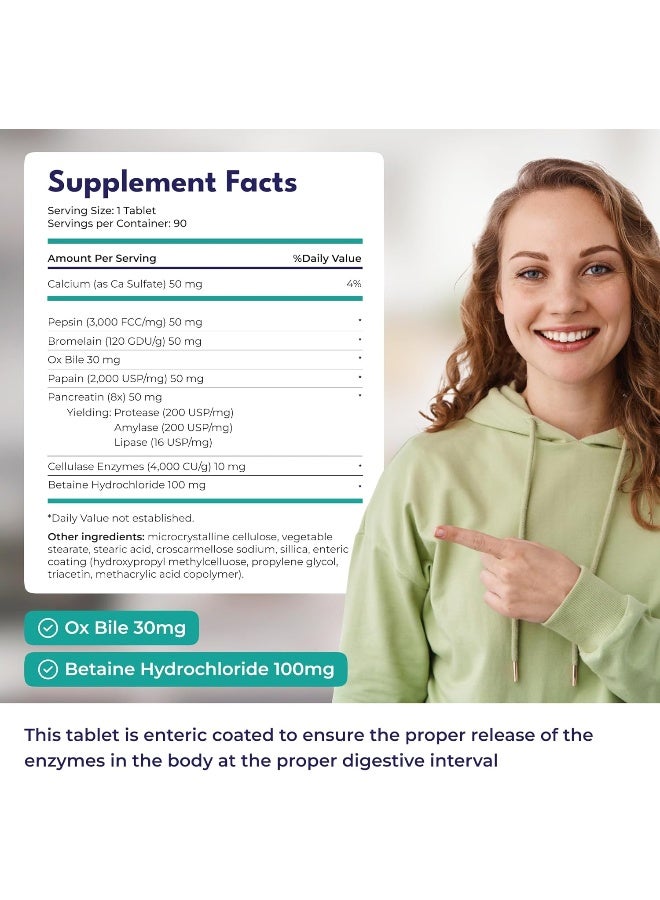 LionHeart Supplements Digestive Enzymes Supplement - Includes Purified Ox Bile Salts - Tablets for No Gallbladder Sufferers - Enzyme for Digestion & Gas Relief - Helps Bloating, Acid Reflux, Constipation & Repair Leaky Gut  - Image 2