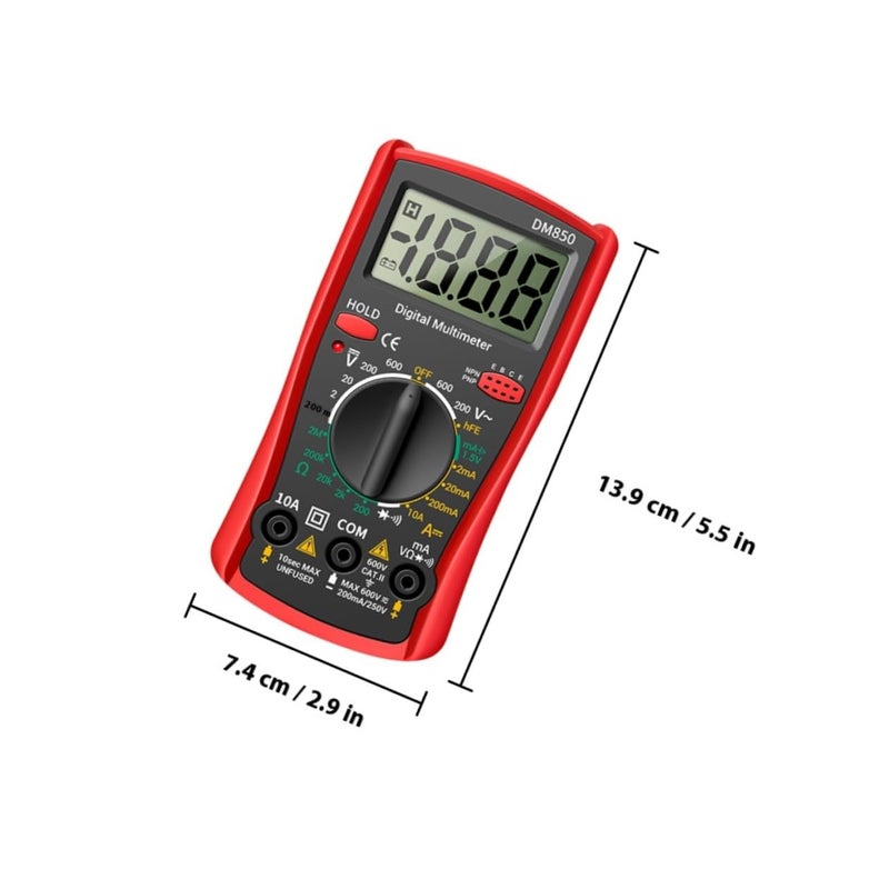 Auto Ranging Digital Multimeter Handheld Red Tester For Home Electrical Repair - Image 3