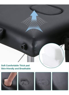 KIIUMI Portable Massage Table, Foldable Spa Massage Bed, Eyelash Extension Bed, with Pillow and Bag, Black  - Image 5