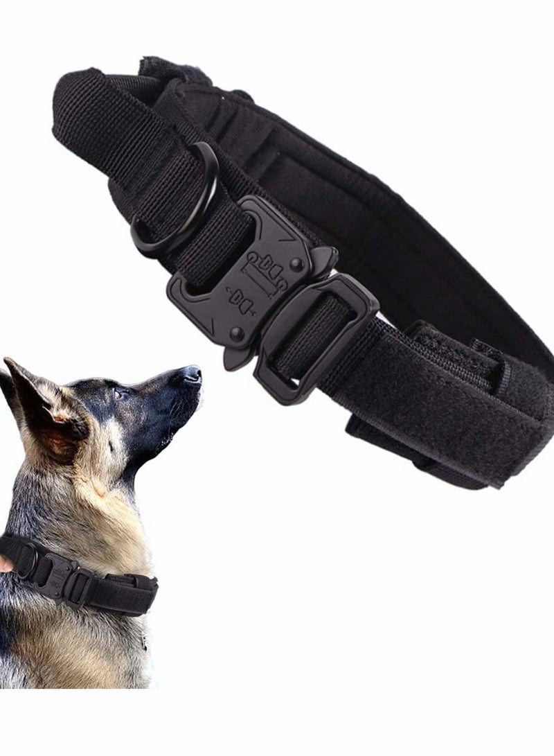 Y&D Military Tactical Dog Collar Adjustable Nylon Heavy Duty Metal Buckle with Handle for Training - Image 1