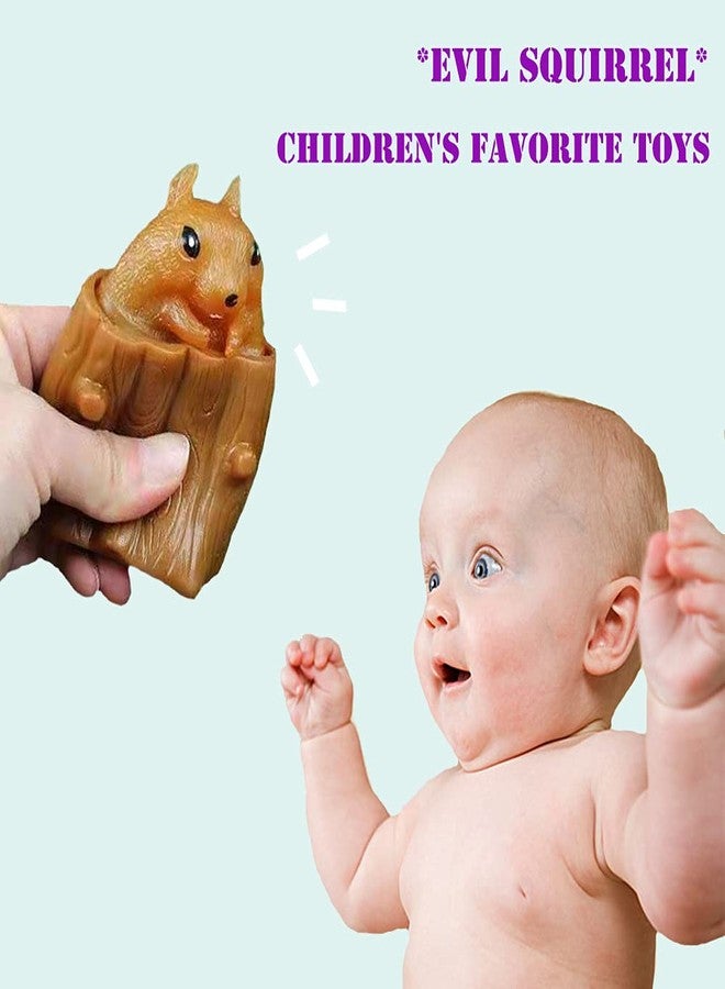 Mimeile Squirrel Squeeze Toys Evil Squirrel Decompression Squirrel Cup Rubber Fidget Toy Interactive 4Pcs Weird Stress Relief Anxiety Autism Funny Jokes Easter Gift Office Game for Baby Kid Adult Toddler - Image 3