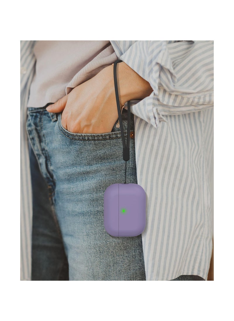 KASTWAVE AirPods Pro 2 Case Cover 2022, Premium Silicone Case Cover with Lanyard Fully Protective with Front LED Visible (Dark Purple)  - Image 5