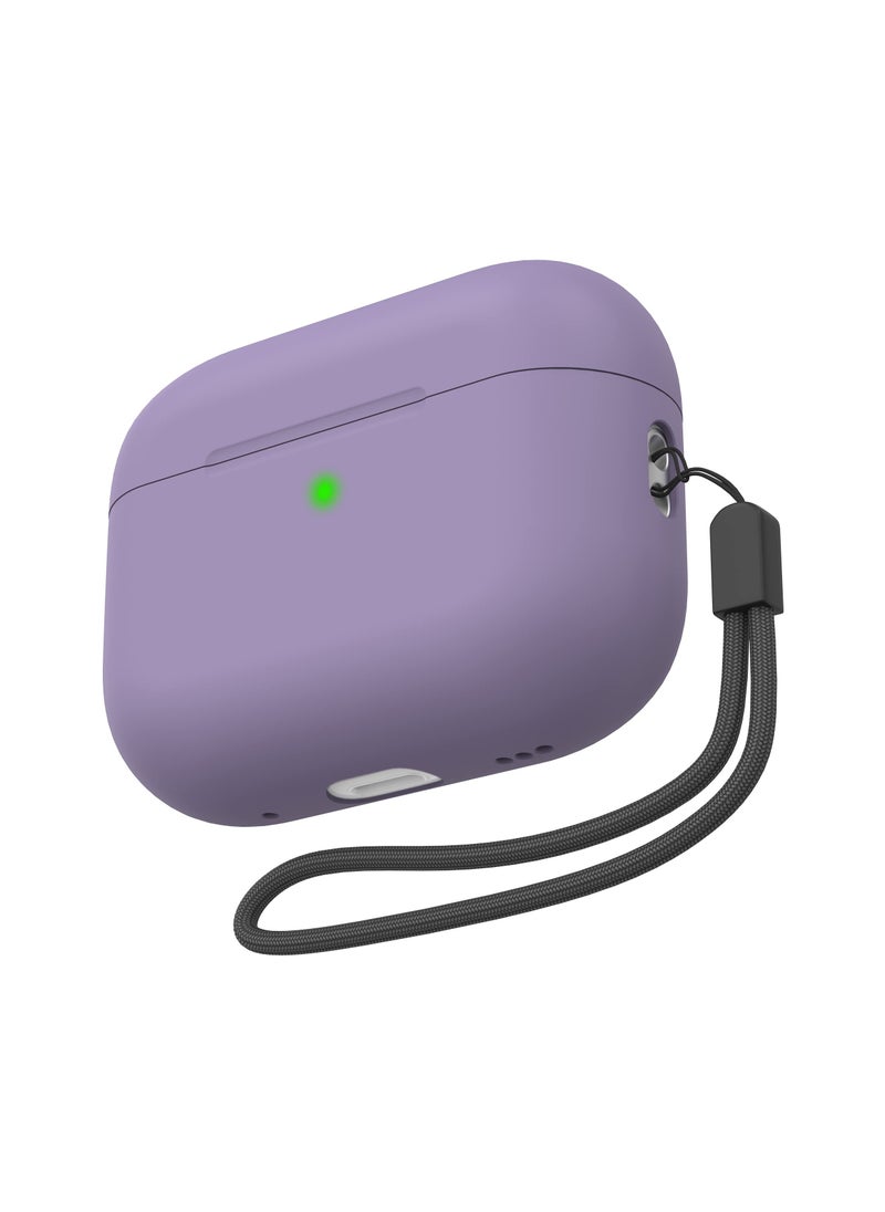 KASTWAVE AirPods Pro 2 Case Cover 2022, Premium Silicone Case Cover with Lanyard Fully Protective with Front LED Visible (Dark Purple)  - Image 1