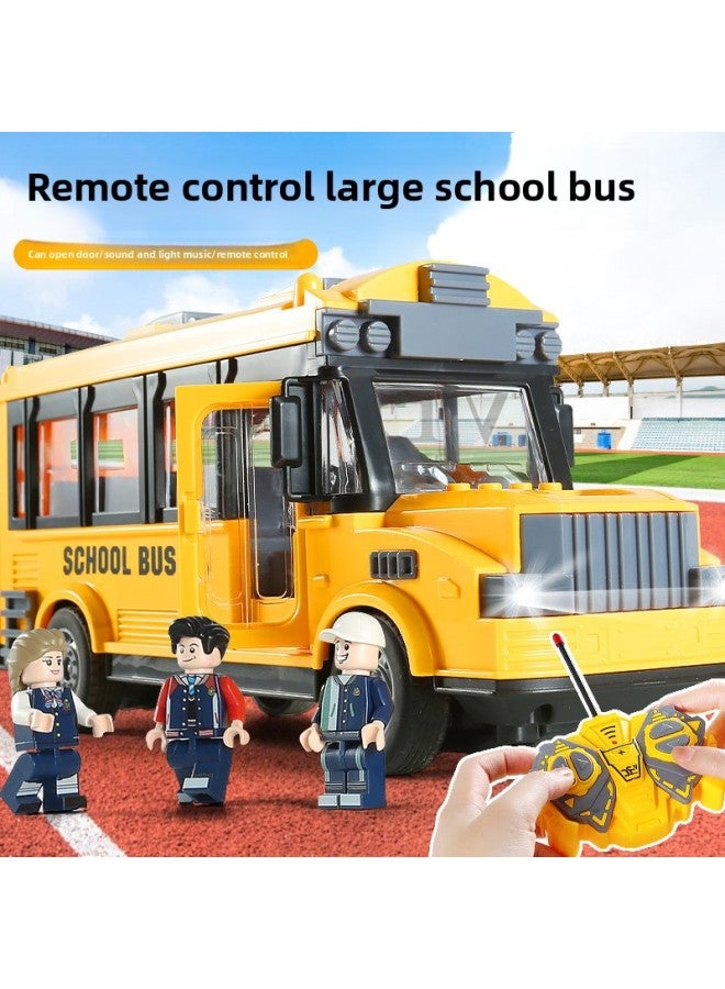 Children's Four-way 1:30 Double-decker Remote Control Bus School Bus Ambulance Simulation Car Model Can Open The Door Light Music Toy-Color:【box Batch】 Qh204-1d School Bus 1.2kg - Image 3