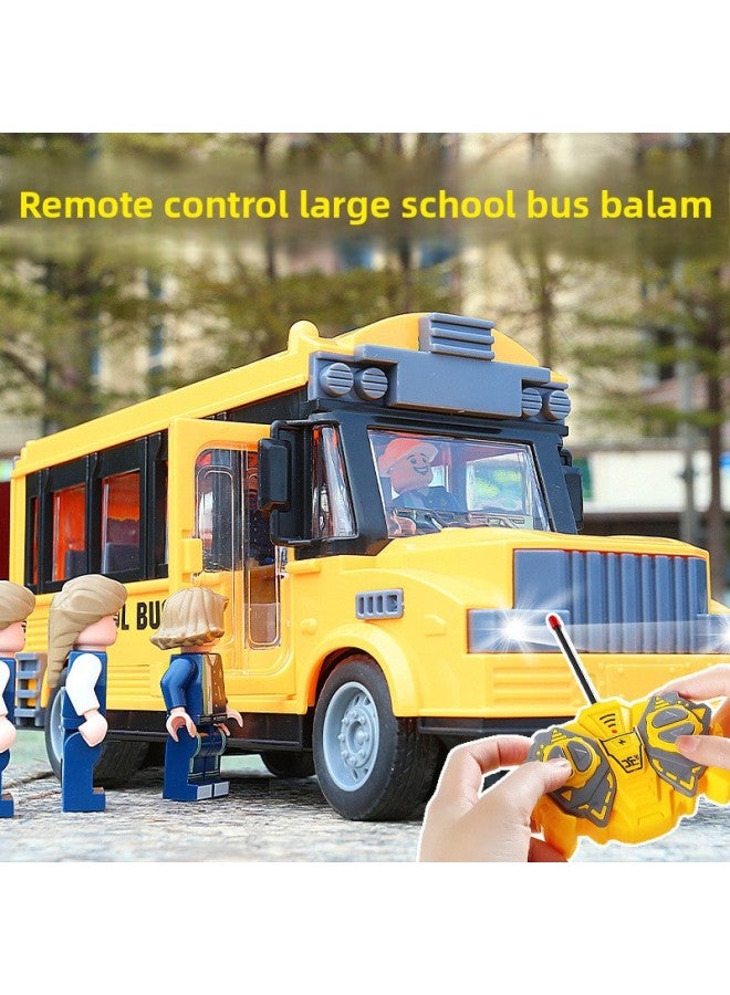 Children's Four-way 1:30 Double-decker Remote Control Bus School Bus Ambulance Simulation Car Model Can Open The Door Light Music Toy-Color:【box Batch】 Qh204-1d School Bus 1.2kg - Image 2