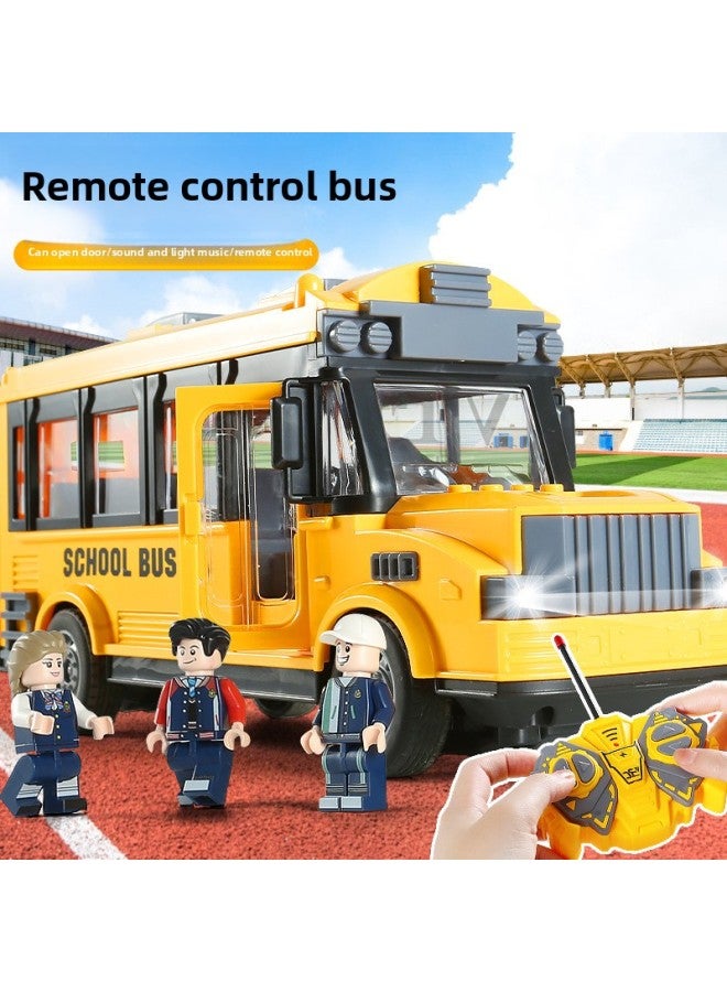 Children's Four-way 1:30 Double-decker Remote Control Bus School Bus Ambulance Simulation Car Model Can Open The Door Light Music Toy-Color:【box Batch】 Qh204-1d School Bus 1.2kg - Image 4