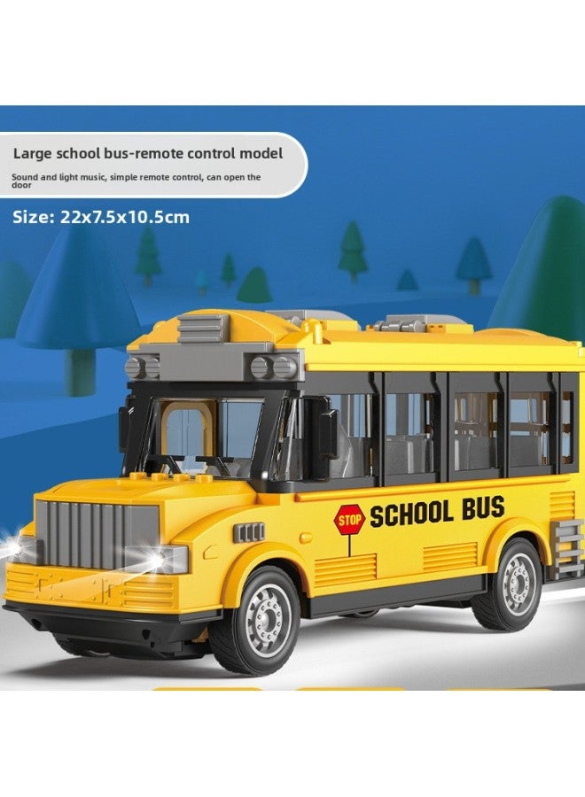 Children's Four-way 1:30 Double-decker Remote Control Bus School Bus Ambulance Simulation Car Model Can Open The Door Light Music Toy-Color:【box Batch】 Qh204-1d School Bus 1.2kg - Image 1