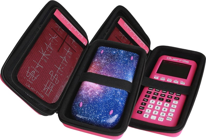 جريلا حقيبة السفر الصلبة من لآلات حاسبة TI-83 Plus، TI-84 Plus، TI-84 Plus Color Edition، TI-89 Titanium، TI-Nspire CX & CX CAS، HP50G + مجموعة ملحقات الآلة الحاسبة الأساسية من ، وردي - Image 4