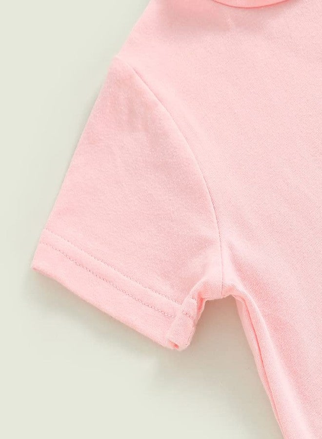 YINGISFITM Baby Girl Easter Outfit Bunny Print Short Sleeve Tee Tshirt Pants Toddler Bell Bottoms Summer Clothes 2Pcs Set (5-6 Years,Pink Rabbit) - Image 4