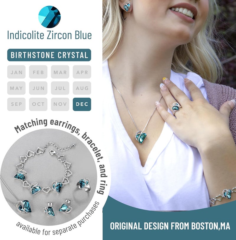 Leafael Valentine's Day Gift Necklaces for Women, Infinity Love Birthstone Heart Crystal Pendant, Birthday Anniversary Jewelry for Wife, Mom, and Her, Silver Plated, 18" + 2" Adjustable Chain - Image 4