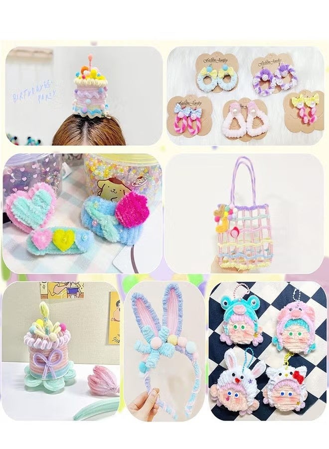 YJ 100Pcs Top Twisting Stick, Fuzzy Craft DIY, Colorful Fuzzy Wire Craft Pipe, Chenille Wire Plush - Image 5