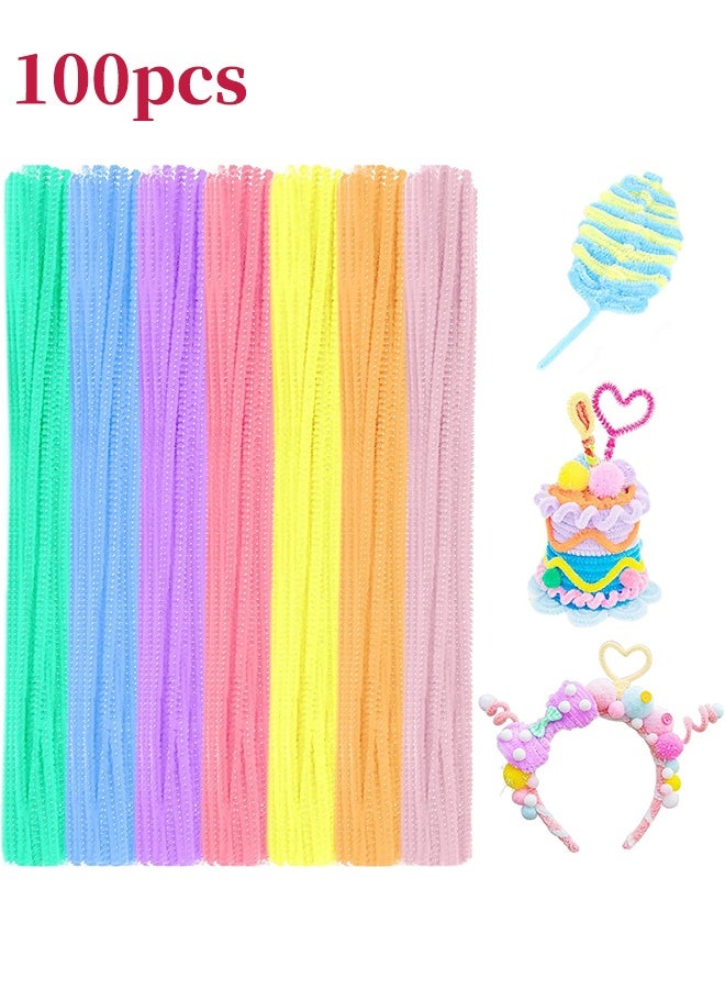 YJ 100Pcs Top Twisting Stick, Fuzzy Craft DIY, Colorful Fuzzy Wire Craft Pipe, Chenille Wire Plush - Image 1