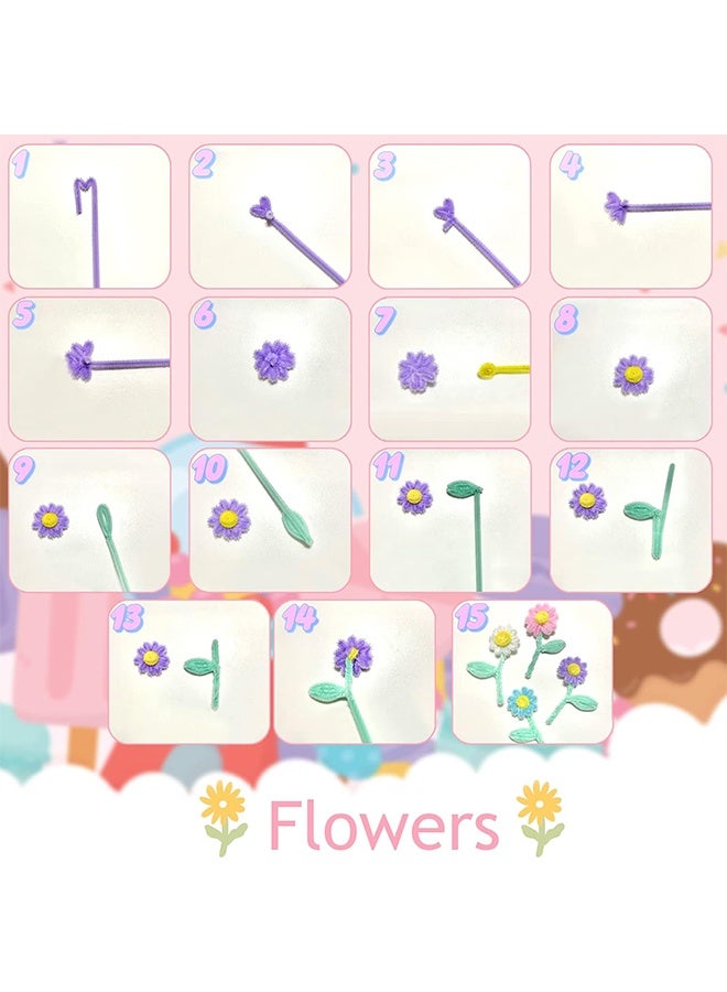 YJ 100Pcs Top Twisting Stick, Fuzzy Craft DIY, Colorful Fuzzy Wire Craft Pipe, Chenille Wire Plush - Image 3