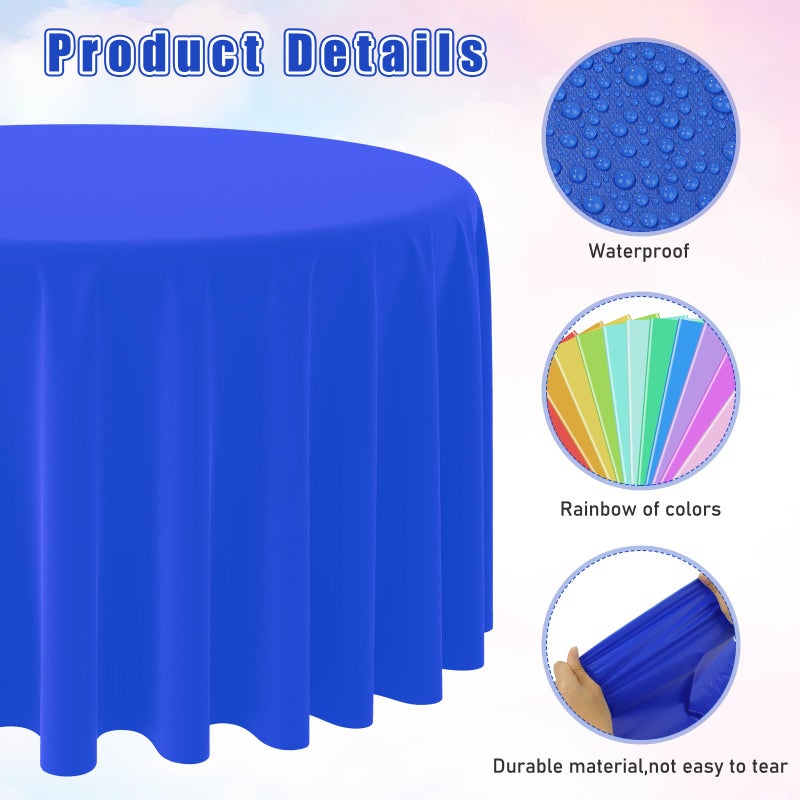 MASHAN 12 Pack Assorted Color Round Plastic Tablecloths Disposable Rainbow Tablecloth Colorful Round Table Covers for Rainbow Party Birthday Wedding Picnic Fiesta Home Party Decorations,12 Color,84Inch - Image 3