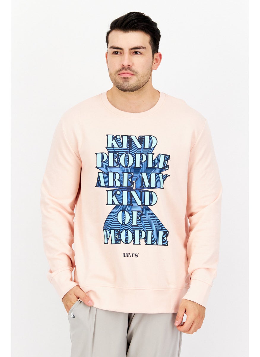 Levi's - Men Crew Neck Graphic Print Long Sleeves Sweatshirt, Pink - Image 1