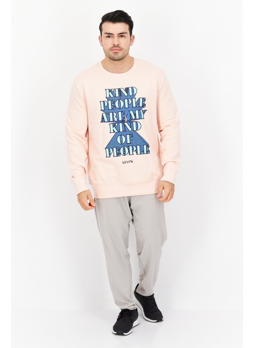 Levi's - Men Crew Neck Graphic Print Long Sleeves Sweatshirt, Pink - Image 1
