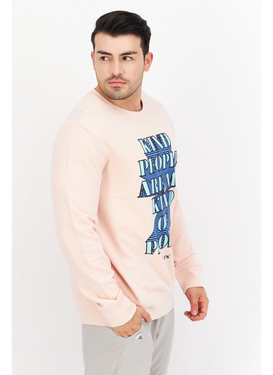 Levi's - Men Crew Neck Graphic Print Long Sleeves Sweatshirt, Pink - Image 1