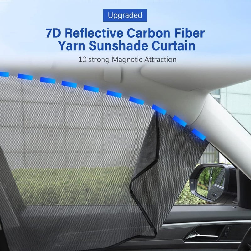 ECVV Magnetic Car Sun Shade UV Protection Curtain Window Sunshade Side Mesh Visor Summer Film (Color : Front arc) - Image 3
