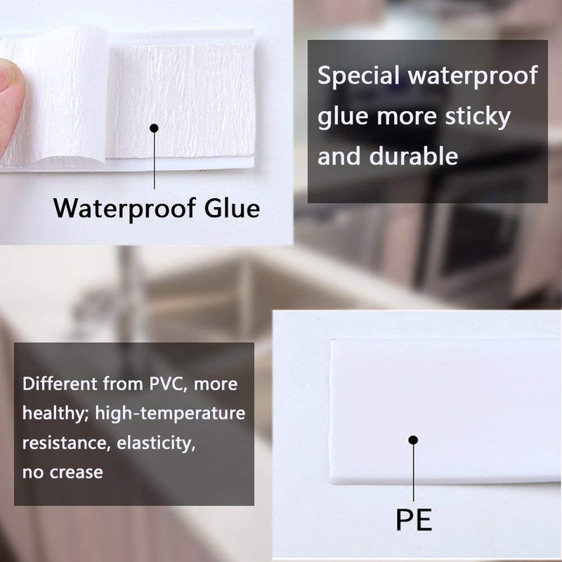 SATOHA Caulk Strip, Sealant Tape Self-Adhesive, PE mildewproof Waterproof Sealing Tape, for Bathroom/Kitchen/Toilet/Wall Corner-White(2Pack) - Image 2