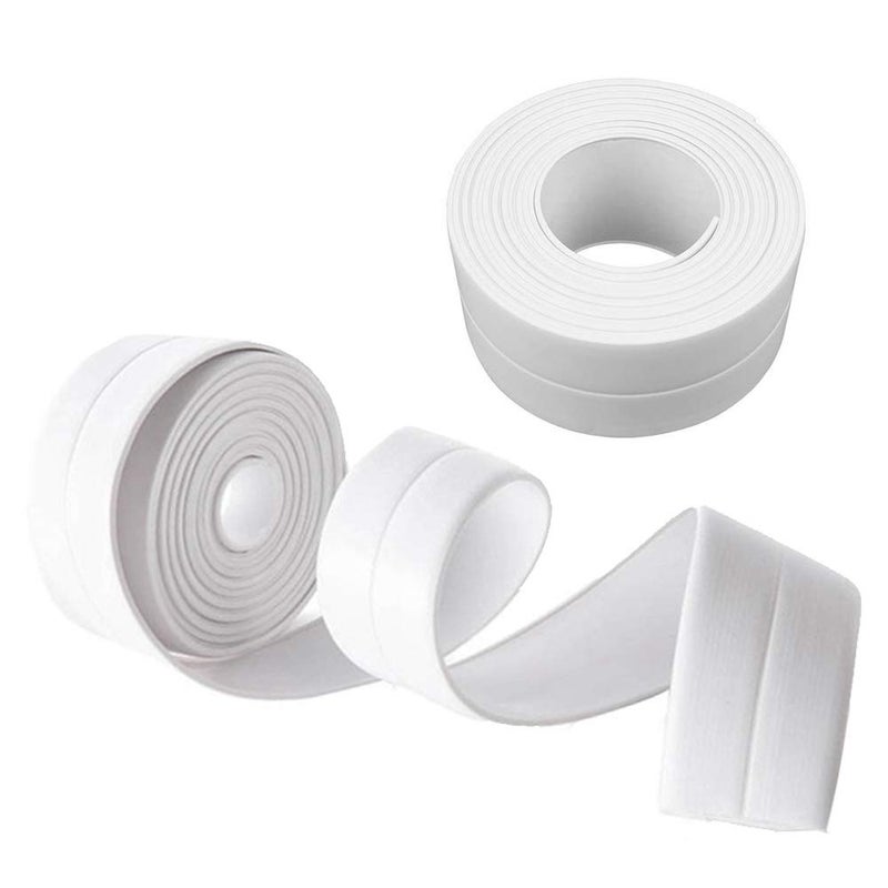 SATOHA Caulk Strip, Sealant Tape Self-Adhesive, PE mildewproof Waterproof Sealing Tape, for Bathroom/Kitchen/Toilet/Wall Corner-White(2Pack) - Image 1