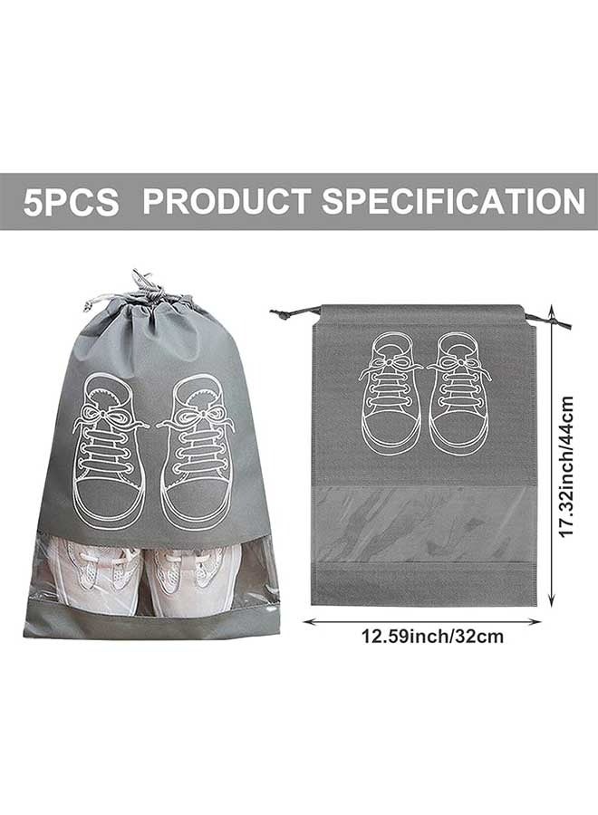 Ocean 5 Pieces Travel Shoe Storage Bag, Non-Woven Storage Bag, Portable Shoes Pouch ,with Transparent Window for Daily and Travel Use  - Image 2