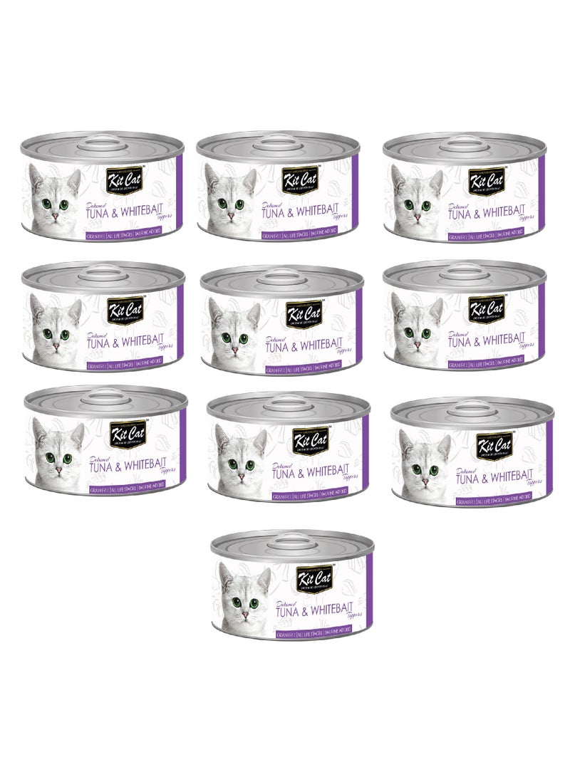 Kit Cat 10PC Deboned Tuna And Whitebait Toppers Cat Wet Food 80g - Image 1