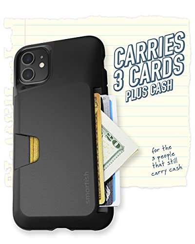 Smartish iPhone 11 Wallet Case - Wallet Slayer Vol. 1 [Slim + Protective] Credit Card Holder - Drop Tested Hidden Card Slot Cover Compatible with Apple iPhone 11 - Black Tie Affair - Image 3