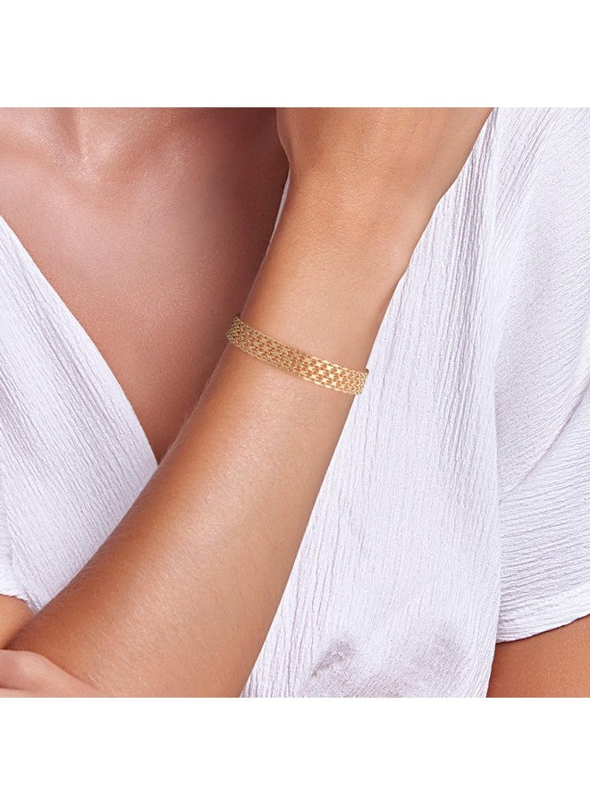 CISSIEPERAL Bracelet 14K Gold Bracelets For Women Gold Bracelet For Women’S Bracelet Widen Chain Bracelets Gold Jewelry Gifts 6.5/7/7.5/8/8.5In (Length 8.5 Inches) - Image 2
