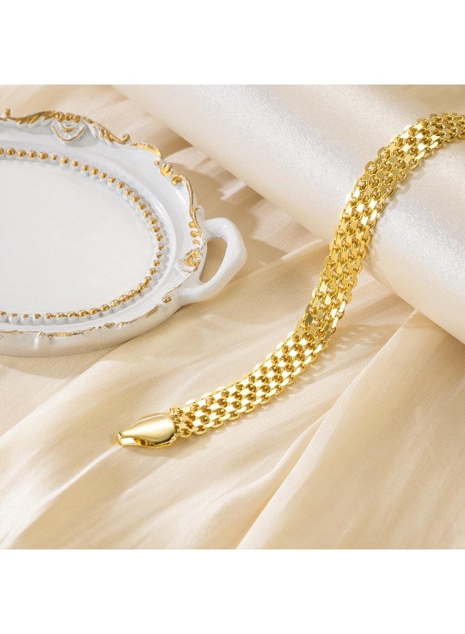 CISSIEPERAL Bracelet 14K Gold Bracelets For Women Gold Bracelet For Women’S Bracelet Widen Chain Bracelets Gold Jewelry Gifts 6.5/7/7.5/8/8.5In (Length 8.5 Inches) - Image 3