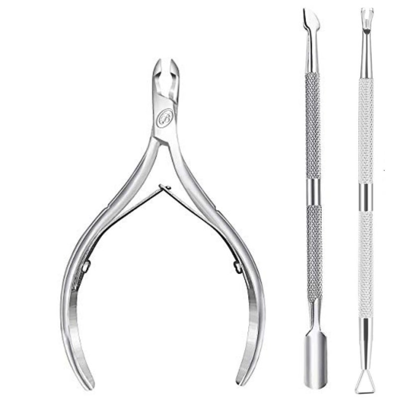 Cuticle Nipper with Cuticle Pusher Professional Grade Stainless Steel Cuticle Remover and Cutter  Durable Manicure and Pedicure Tool  Beauty Tool Perfect for Fingernails and Toenails Silver