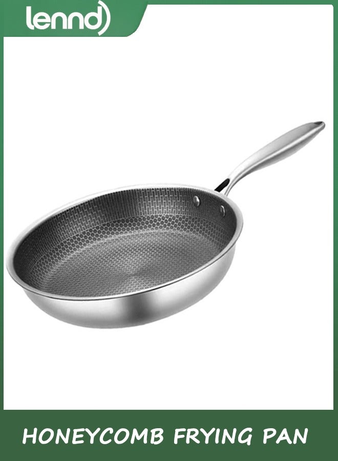 LENND Stainless Steel Honeycomb Frying Pan, 30 cm Non-Stick Skillet for Cooking Eggs, Steaks, and Stir-Fry, Compatible with Gas, Electric, and Ceramic Stoves, Easy to Clean - Image 1