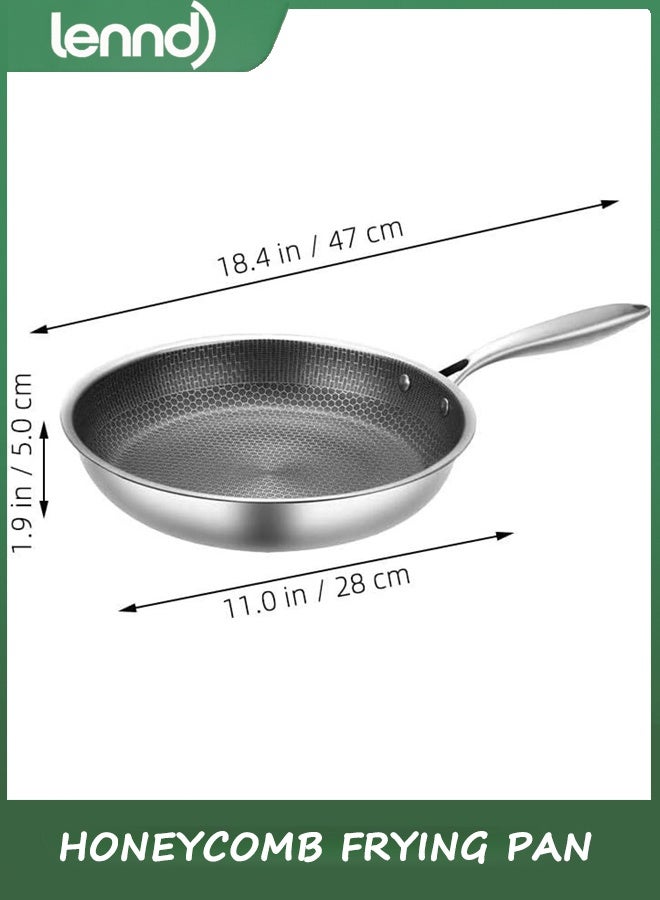 LENND Stainless Steel Honeycomb Frying Pan, 30 cm Non-Stick Skillet for Cooking Eggs, Steaks, and Stir-Fry, Compatible with Gas, Electric, and Ceramic Stoves, Easy to Clean - Image 2