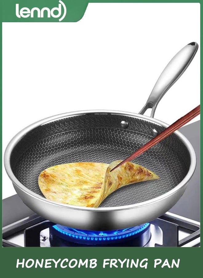 LENND Stainless Steel Honeycomb Frying Pan, 30 cm Non-Stick Skillet for Cooking Eggs, Steaks, and Stir-Fry, Compatible with Gas, Electric, and Ceramic Stoves, Easy to Clean - Image 4