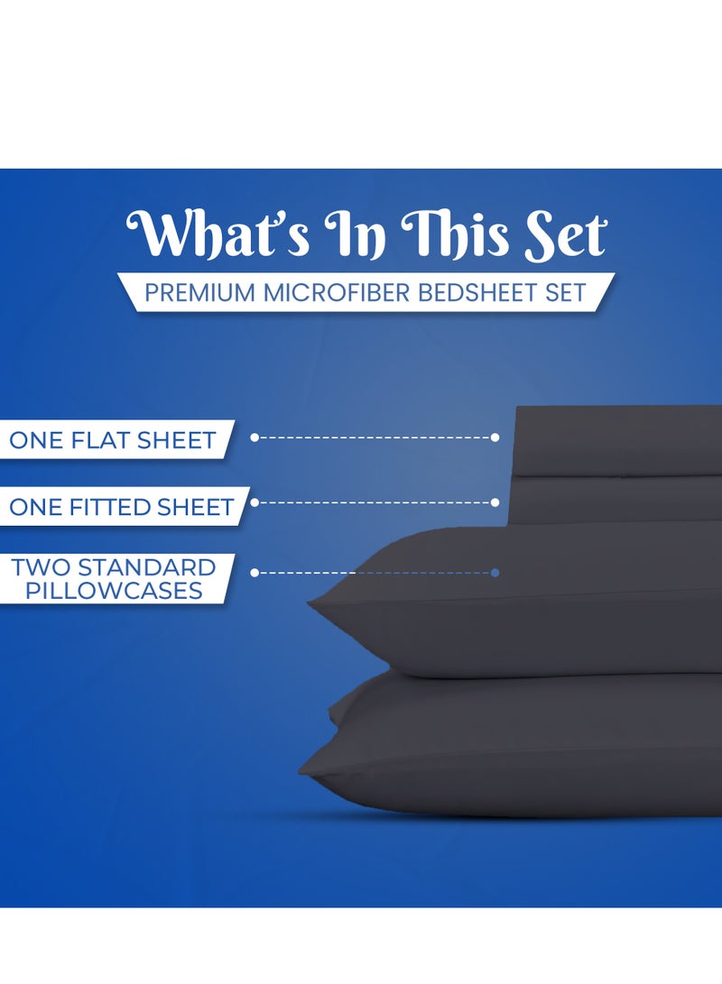 Infinitee Xclusives Premium Grey Twin Sheets Set - 1800 TC Series 3 Piece Bed Sheets - Soft Brushed Microfiber Fabric - 16 Inches Deep Pockets Sheets Wrinkle Free & Fade Resistant by Infinitee Xclusives  - Image 2