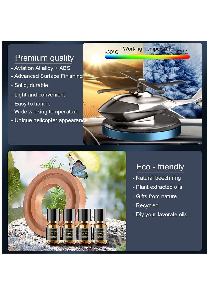 ELTRAZONE Car Air Fresheners - Al Alloy Solar Powered Rotating Incense Helicopter Diffuser - Elegant Aromatherapy Diffuser for Car & Home Décor Accessories - Blue, Solar-Powered, Eco-Friendly Design - Image 3