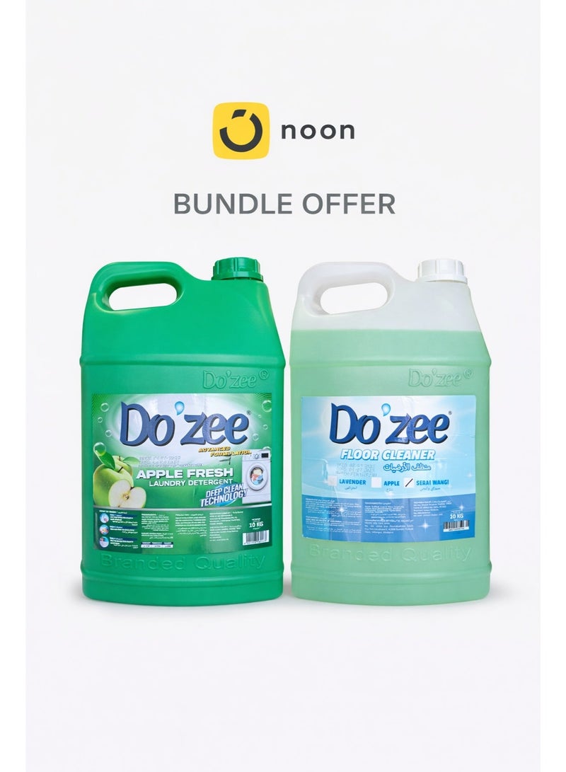 Do'zee Cleaning Essentials Bundle | Apple Fresh Laundry 10L + Apple Floor Cleaner 10L - Image 1