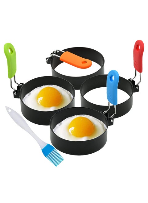 Borsun Set of 4 Egg Rings for Egg Muffins Round Egg Molds for Frying Pancake Deep Egg Ring Bread Shaper Mold for Shaping Cooking Eggs