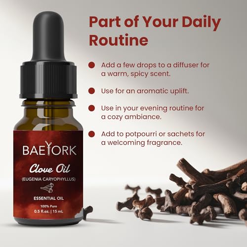 Baeyork Organic Indonesian Clove Essential Oil Helps to Support for Aromatherapy, Diffusers, and DIY | PETA Certified Cruelty-Free & Vegan Organic 100% Pure & Natural Essential Oil, 15 ml - Image 5